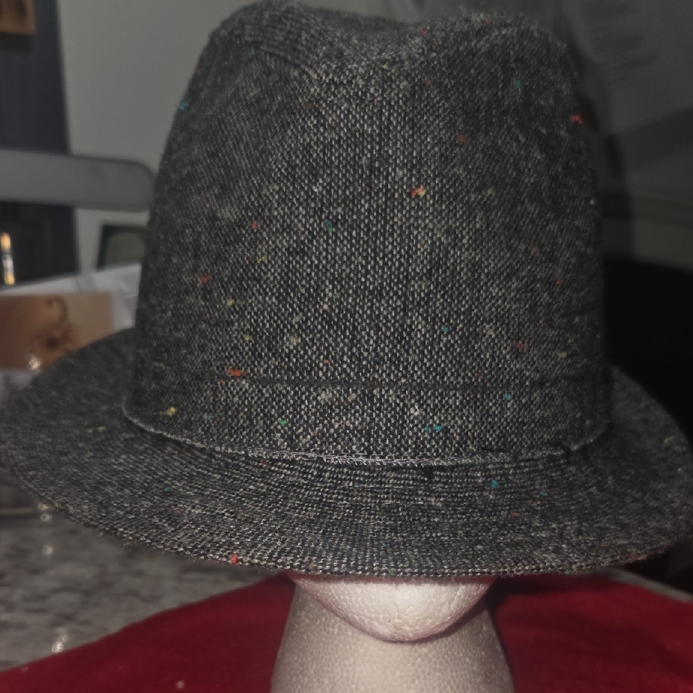 Goodfellow & Co Dark Denim Gray Tweed Fedora with Multicolor Flecks